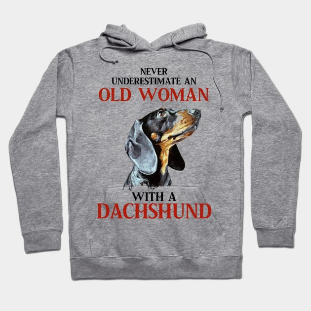 Never underestimate old woman with a pitbull tshirt woman funny gift Hoodie by American Woman